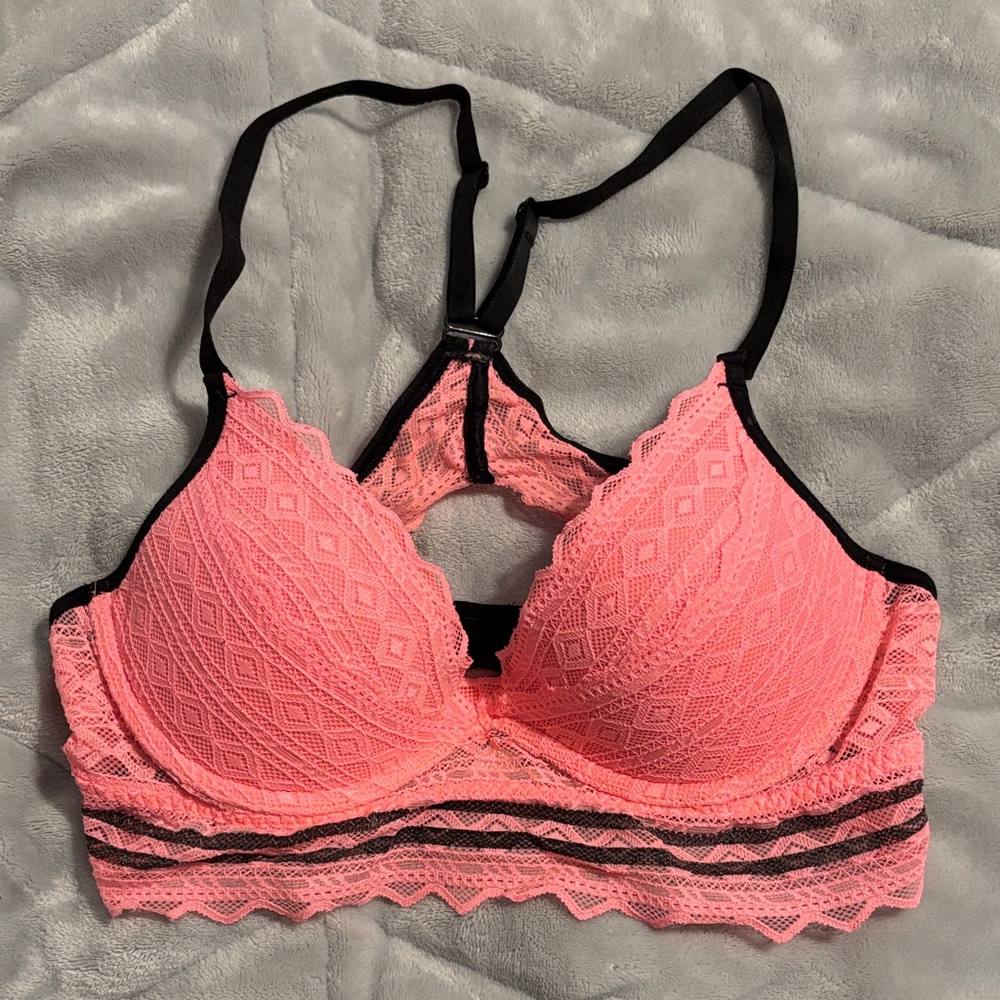 PINK Victoria's Secret Coral Lace Bralette